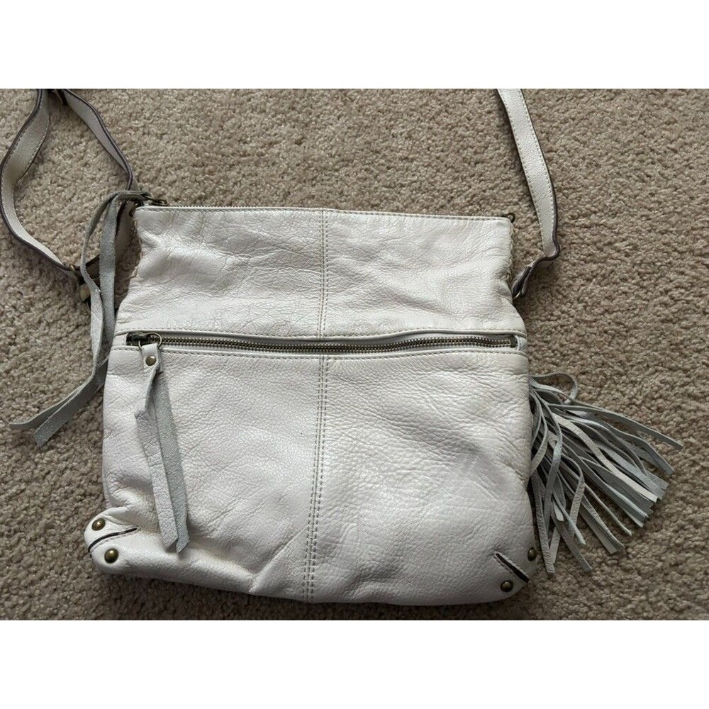 Lucky Brand Real Leather  Foldover Option Shoulder Crossbody Bag White Y2k - Picture 2 of 12